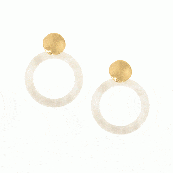 Resin Hoop Gold Post Earring